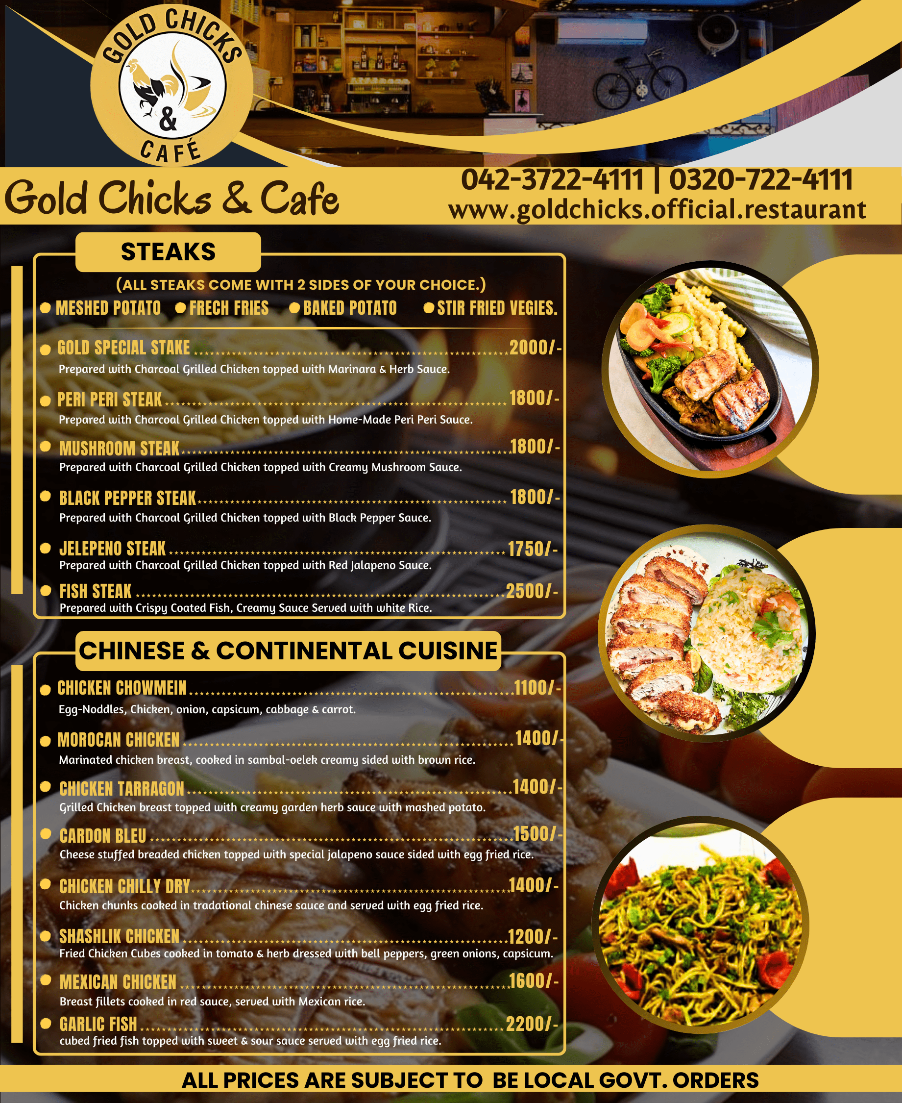 Steaks, Chinese & Continental Cuisine